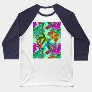 tropical floral leaves botanical garden, tropical plants,leaves and flowers, green mint leaves pattern Baseball T-Shirt